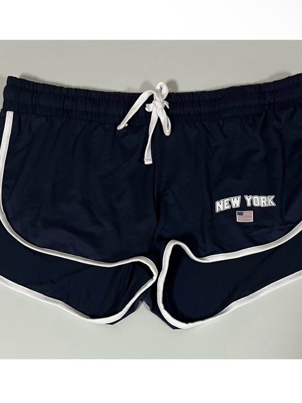 Navy Blue New York USA American Flag Graphic Drawstring Shorts Bottoms Size M🇺🇸✨